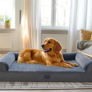 New Orthopedic Dog Bed XL Size Dogs 2 in 1 Sofa Bed Bolster Cover Couch Pet Mat